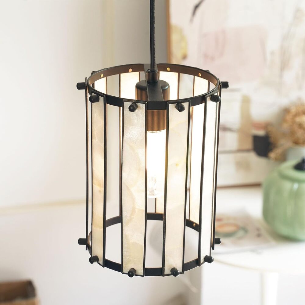 Pendant Lights Kitchen Island, Modern Black Capiz Pendant Light Fixtures, Mini